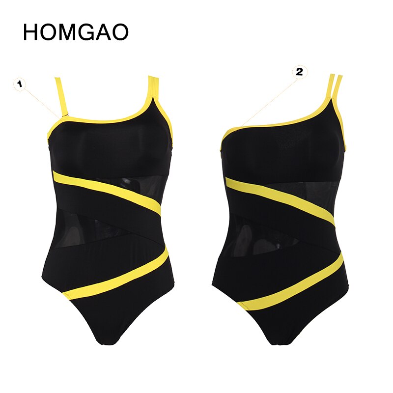 Sexy Mesh One-Piece Swimwear - One Shoulder Swimsuit Bodysuit Beachwear Brazilian Bathing Suits Summer Monokini