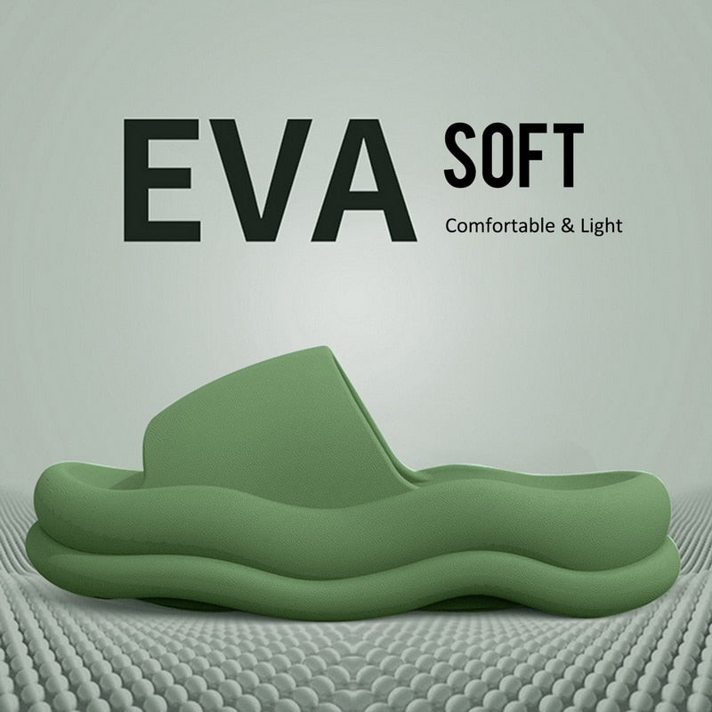 Women Soft Sole Cloud Slippers Summer Beach Thick Platform Slipper Sandals Women Fashion Eva Slippers For Home Flip Flops Woman Dark Green