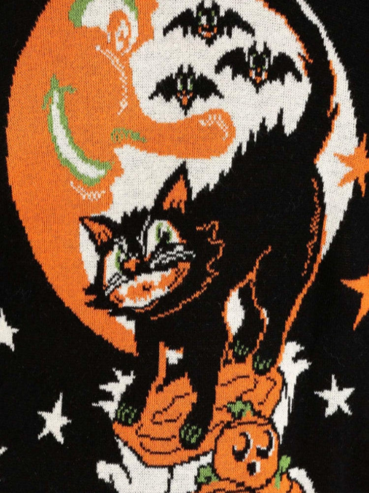 Sweater Women Halloween Pumpkin Knitted Jacquard Autumn Winter Warm Long Sleeve Sweaters 2022 New Fashion Loose Pullover Vintage