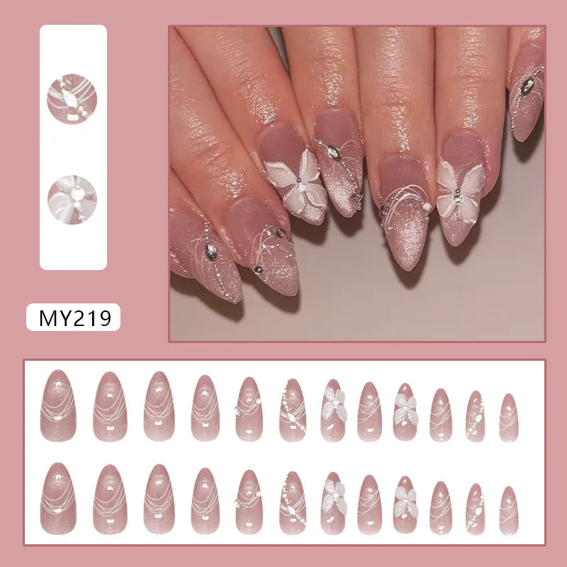 24pcs Punk Purple Press on Nails Star Moon Print y2k Style False Nails for Girl Wearable Reusable European Almond Fake Nail Tips 3