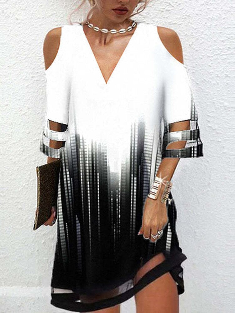 Sundress Bell Sleeve Casual Dress Paisley Print Vintage Floral Summer Loose Short Dress