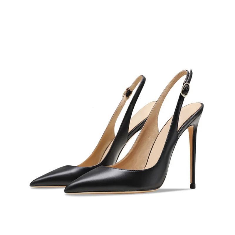 Office Lady Shoes For Women Slingback Pointed Toe Stilito Heel Wedding Shoes Women Heels Sandals Patent Leather Ladies Shoes New black