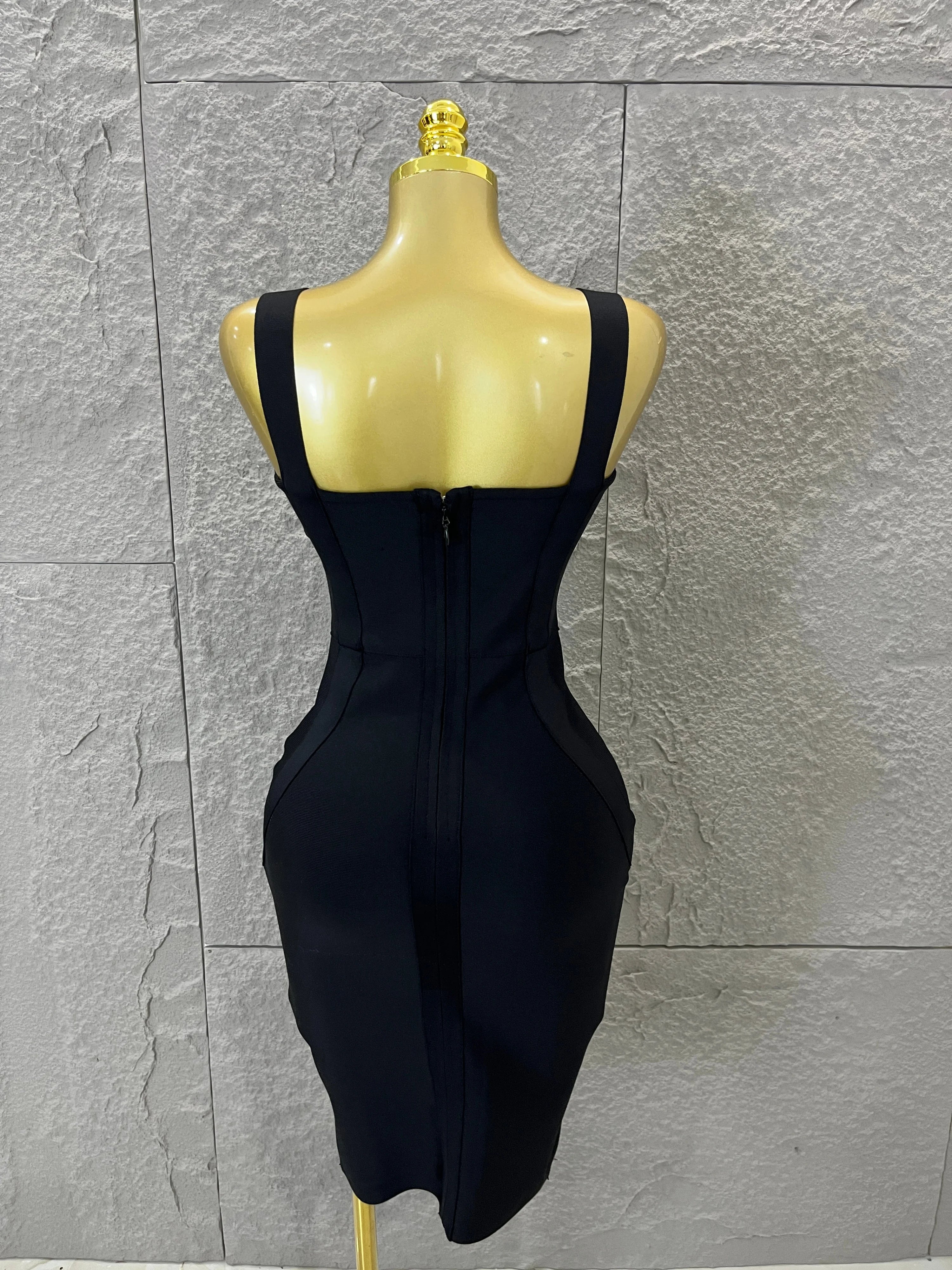 Elegant Sweetheart Neck Bandage Dress Crisscross Bust Slim Fit Midi Evening Banquet Formal Dinner Wedding Guest Cocktail Outfit