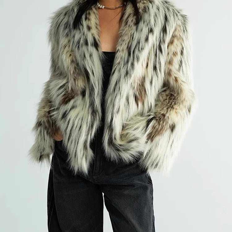 Lautaro Spring Autumn Winter Colorful Thickened Warm Hairy Shaggy Faux Fox Fur Coat Women Short Loose Luxury Fluffy Jacket 2025 Colorful