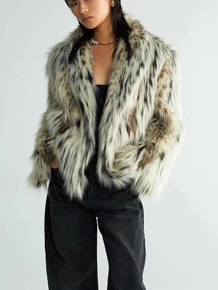 Lautaro Spring Autumn Winter Colorful Thickened Warm Hairy Shaggy Faux Fox Fur Coat Women Short Loose Luxury Fluffy Jacket 2025 Colorful