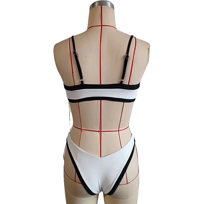 Sexy Bikini Two Piece Set print Lace Up Backless Low Waist Triangle Bathing Suit Beachwear For Female