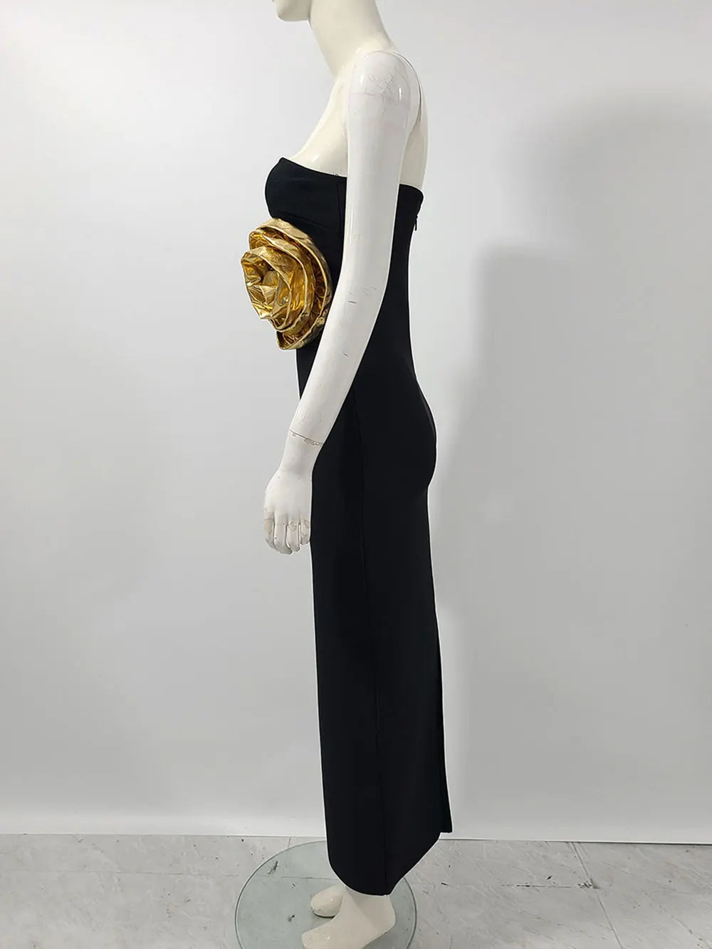 2025 Sexy Women's 3D Flower Decorative Bandage Dress Strapless Sleeveless Bodycon Off Back Long Dresses Evening Party Vestidos