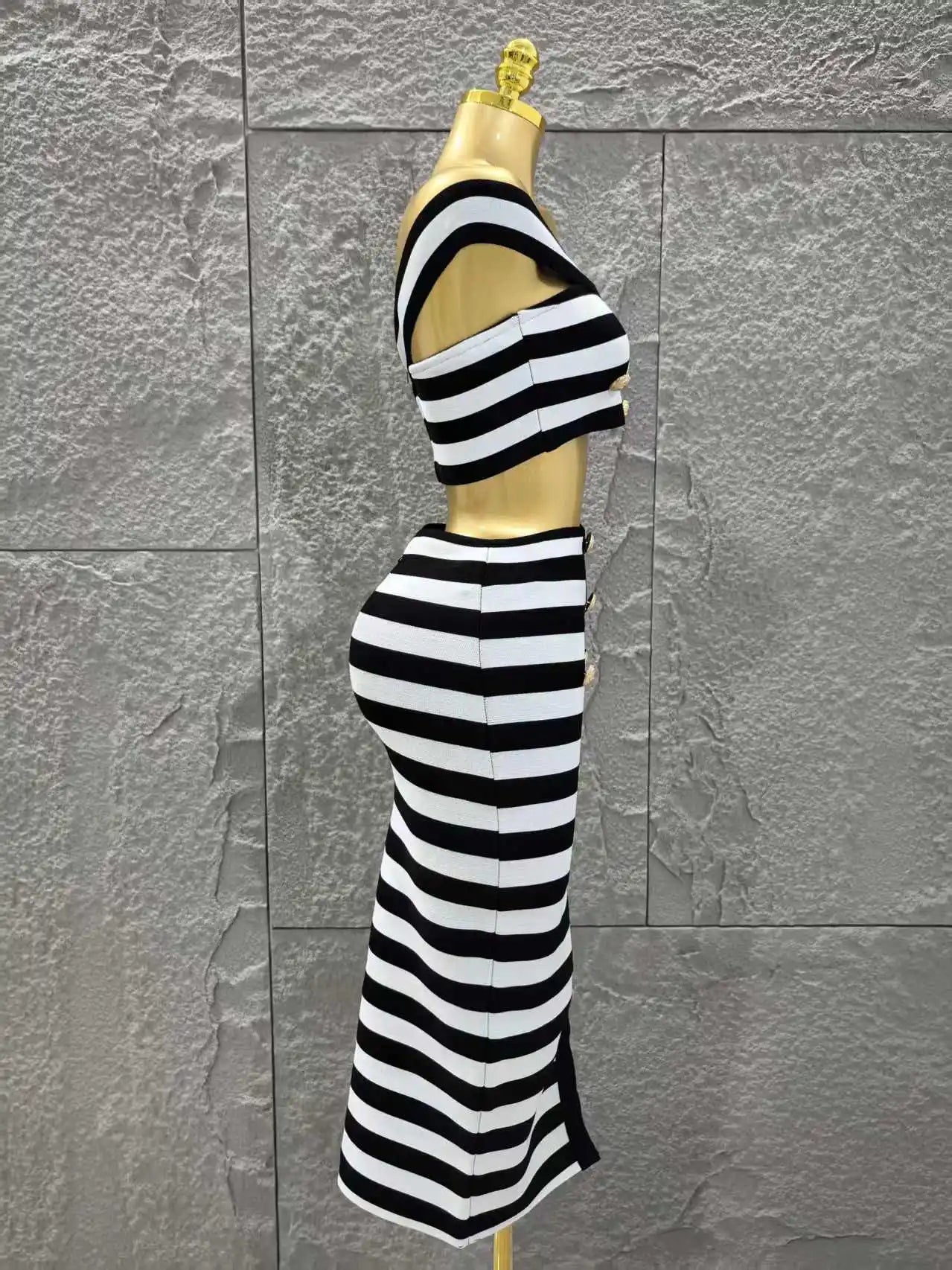 Women Sexy Slash Neck Off the Shoulder 2 Pieces Bodycon Long Bandage Dress Nightclub Party Bar Fashion Outfit