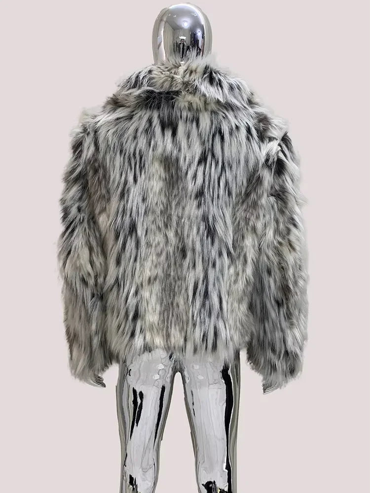 Lautaro Autumn Winter Short Colorful Multicolored Thick Warm Hairy Faux Fox Fur Coat Men Luxury Designer Clothes Fluffy Jacket