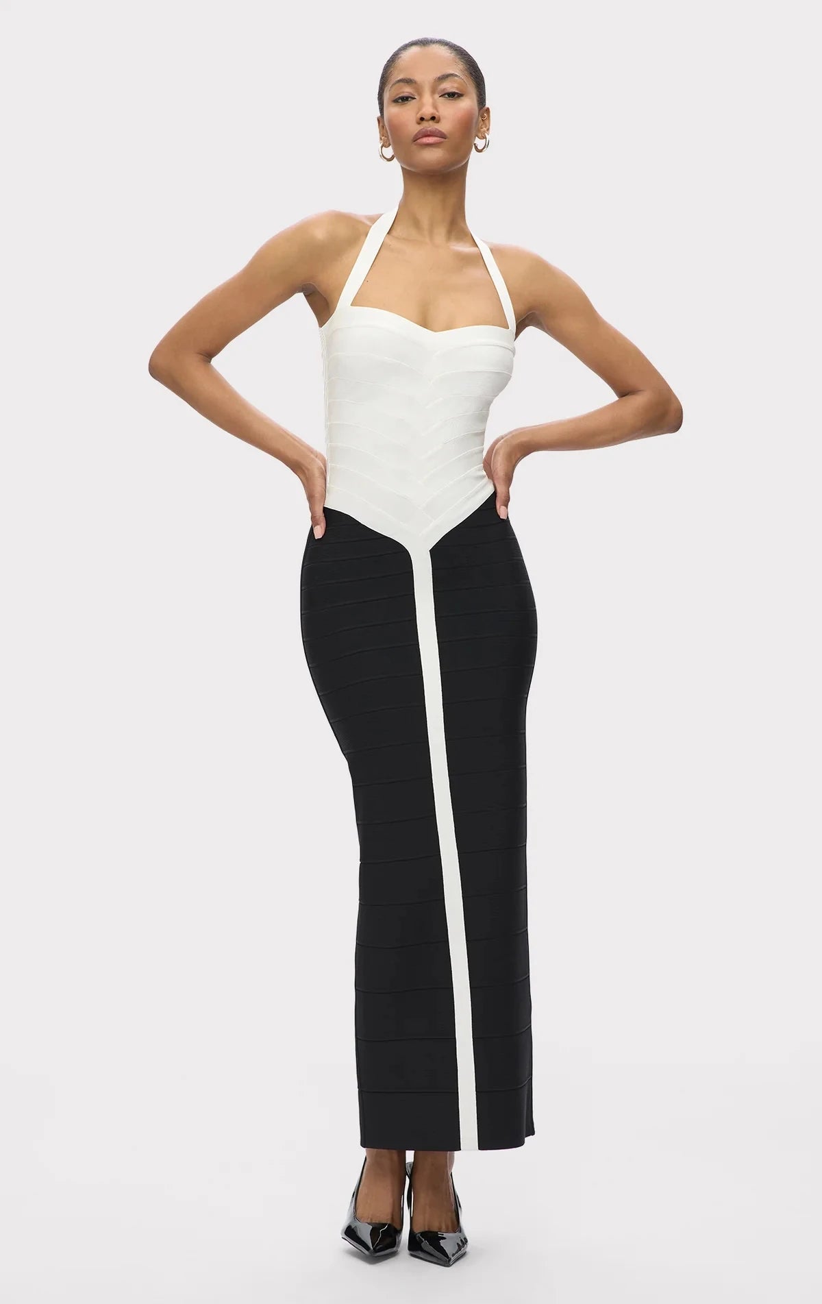 Women Sexy Halter Off the Shoulder Bodycon Long Bandage Dress Celebrate Evening Party Office Lady Cocktail Dress black