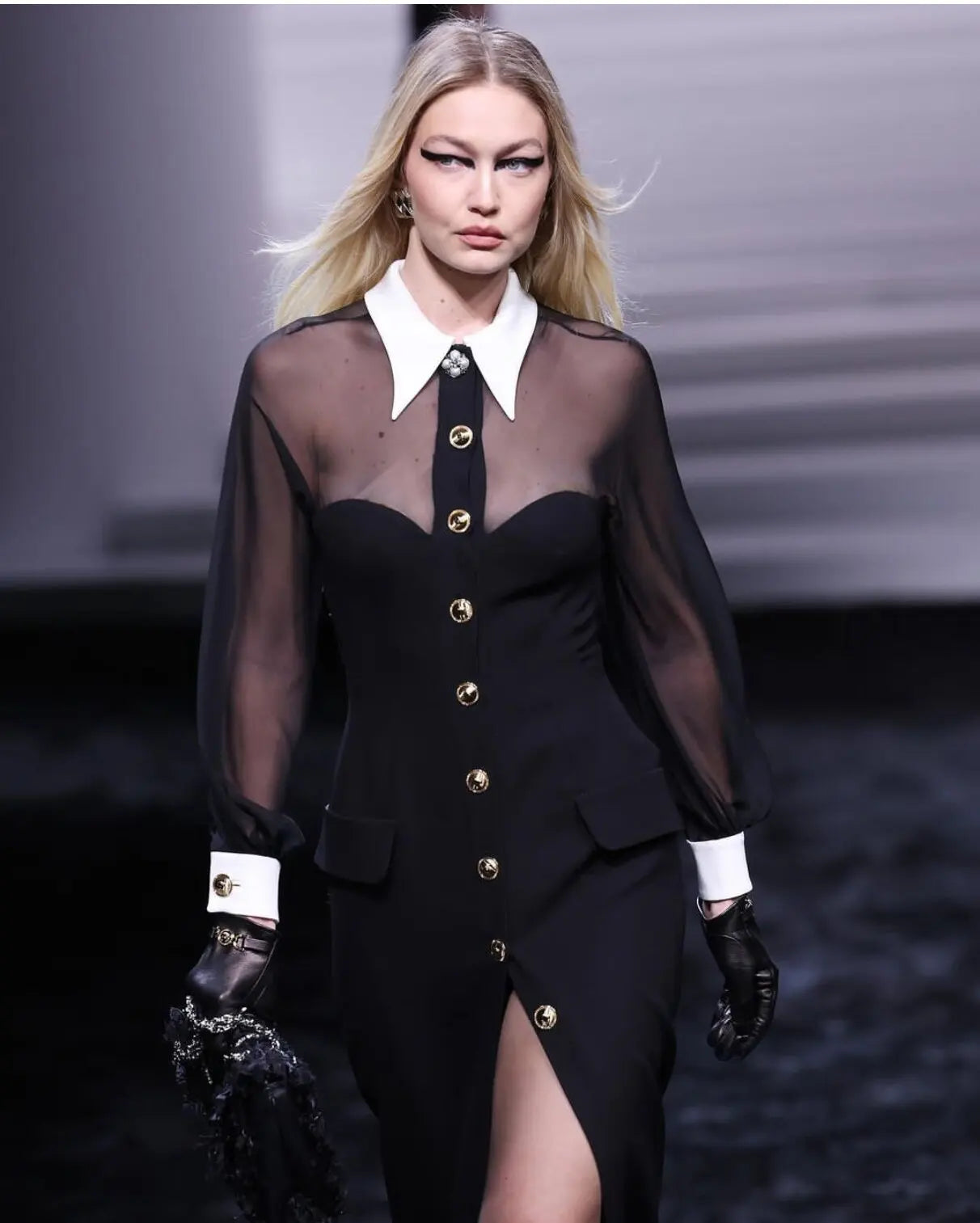 2024 New Spring Women Long Sleeve Mesh Button Bodycon Long Bandage Dress Fashion Runway Celebrate Evening Party Dress