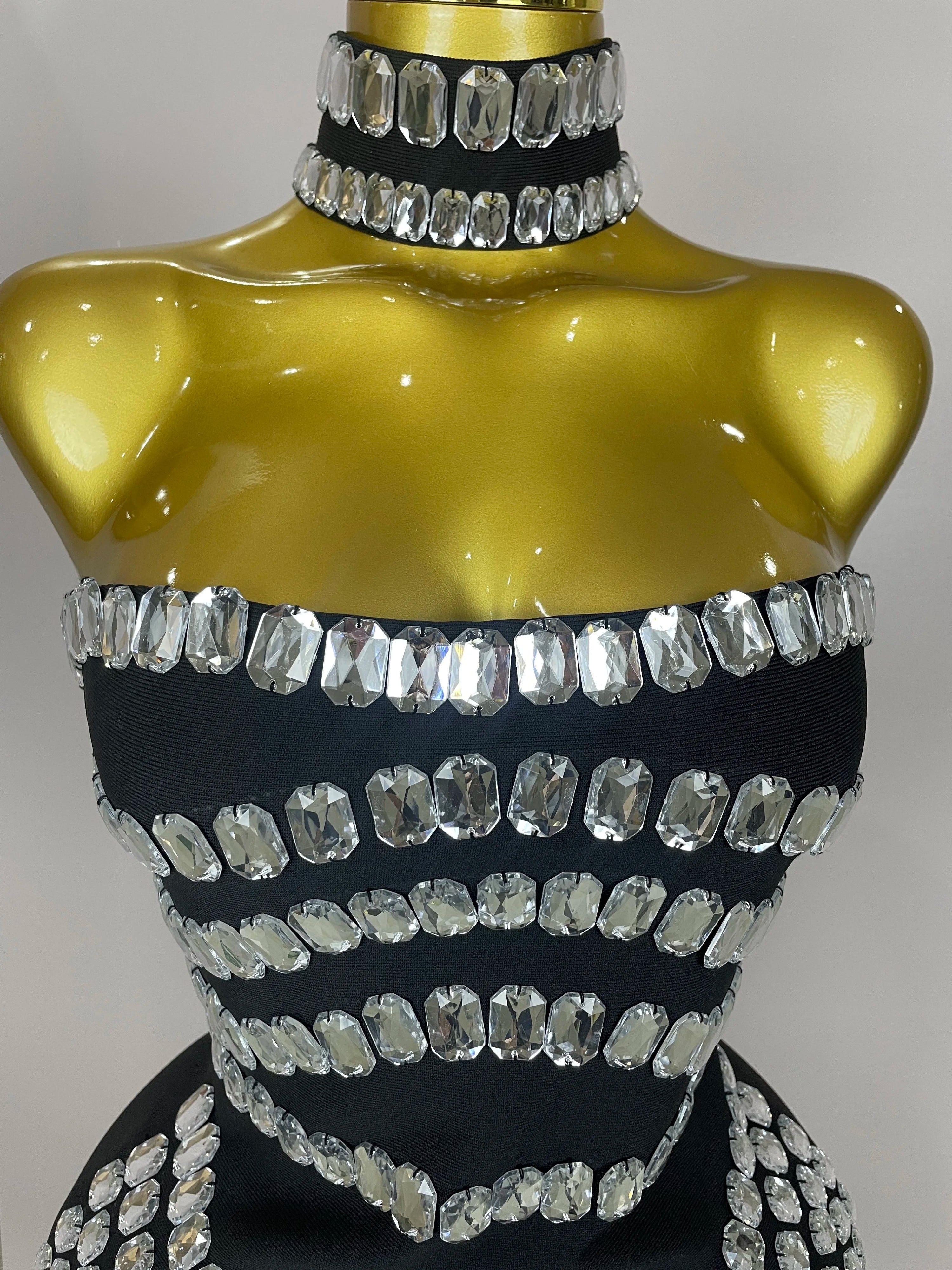 Women 2025 Sparkly Rhinestones Bodycon Strapless Mini Bandage Dress Backless Fashion Evening Party Club Luxury Birthday Dresses