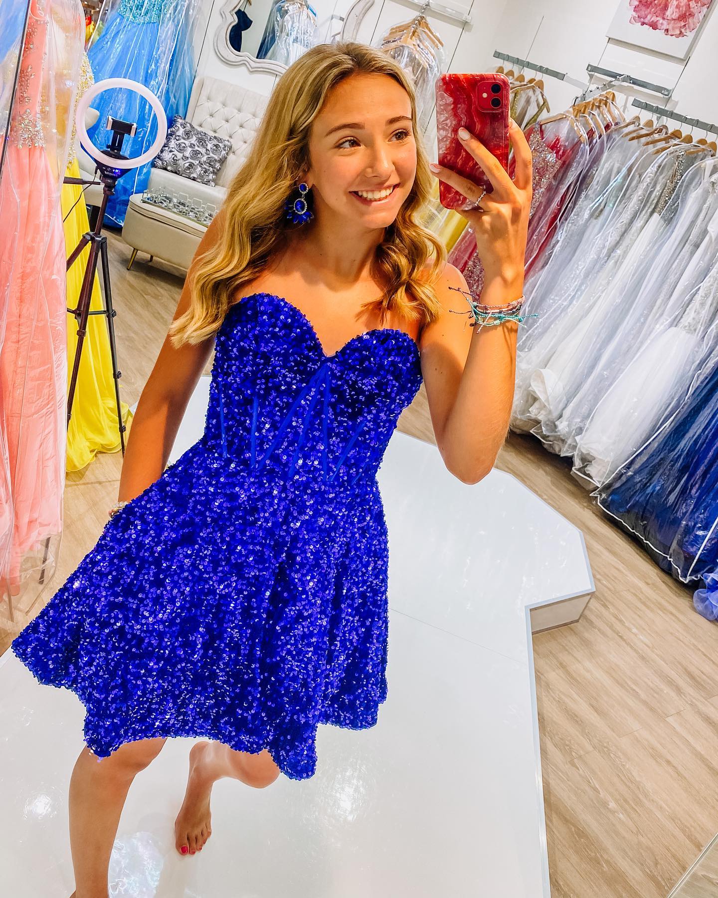 Sequin Velvet Hoco Dress 2024 NYE Sweetheart Built-in Bone Short Lady Formal Homecoming Party Gown Club Night Cocktail Prom Gala Royal Blue