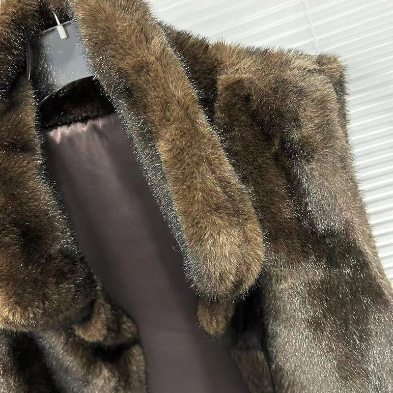Autumn Winter Vintage Style Short Shawl Stand Collar Mink Fur Vest For Women Irregular Sleeveless Coat Female 11A07635