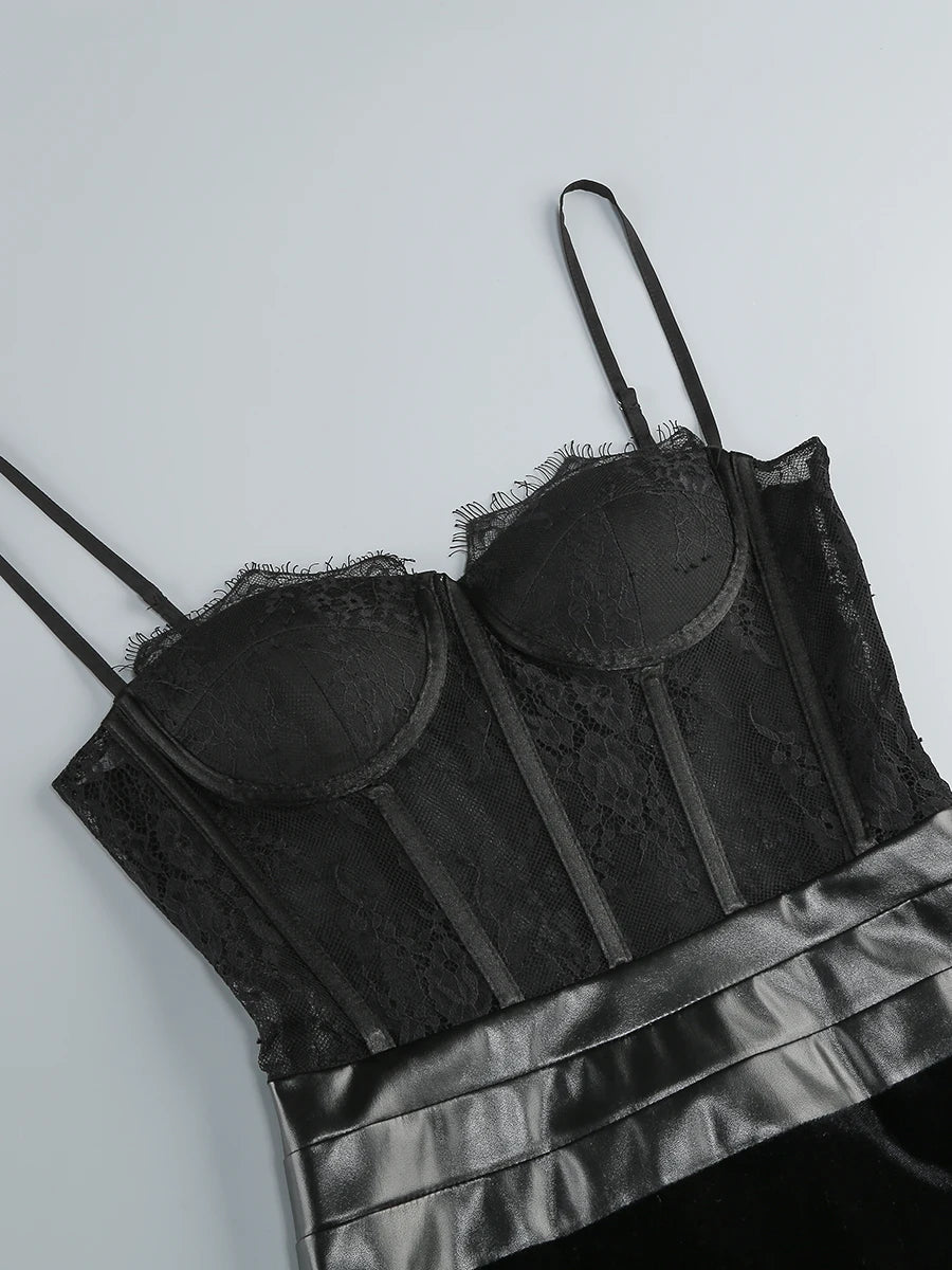 2025 New Black Women Sexy Strap Lace Fashion Bodycon Long Maxi Dress Celebrate Birthday Vacation Cocktail Outfit Vestido