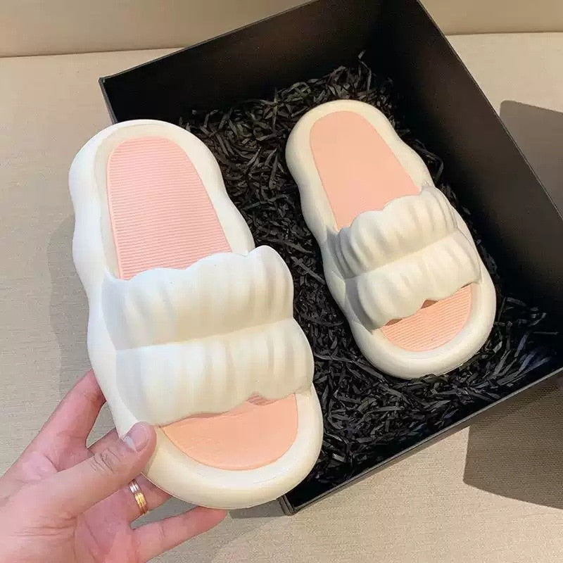 Slipper Women Men Summer Thick Bow Tie Slippers Women Indoor Home Sandals Couples Bathroom Slides Non-slip Soft House Slippers