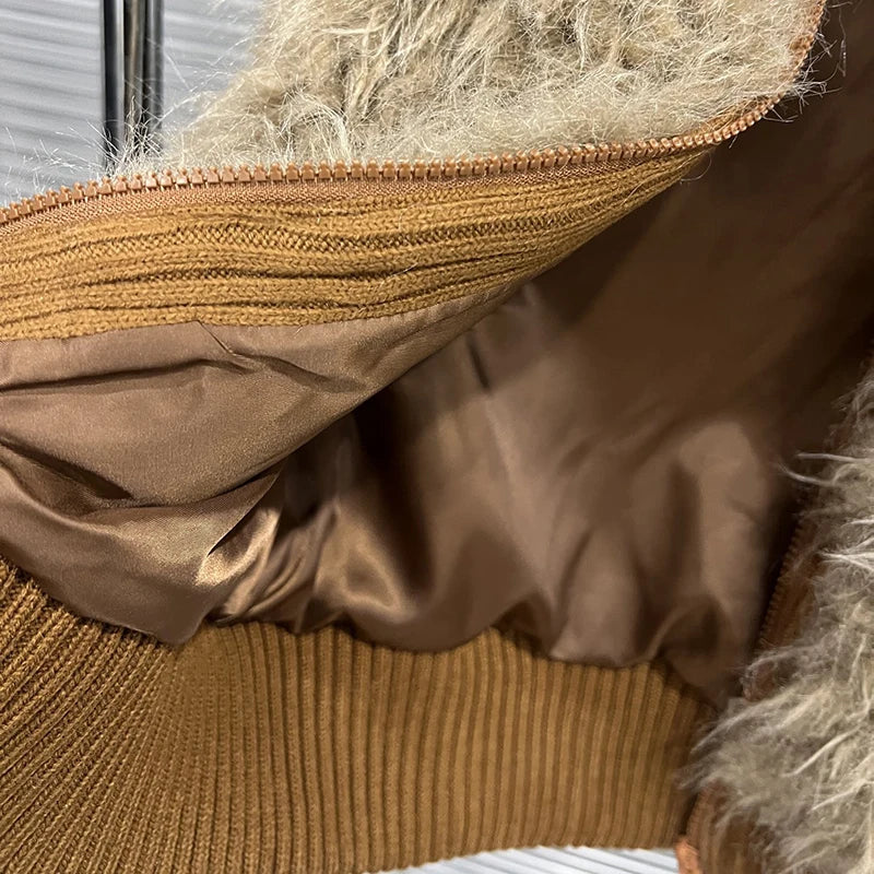 Autumn Winter New Versatile Style Sleeveless Simple Furry Vest For Women Stand Collar Zipper Sleeveless Coat 11A07567