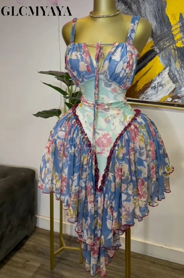 GLCMYAYA Women Patchwork Strap with Scarf A-line Maxi Long Dress 2025 Female Vacation Holiday Party Birthday Dresses Vestidos MULTI