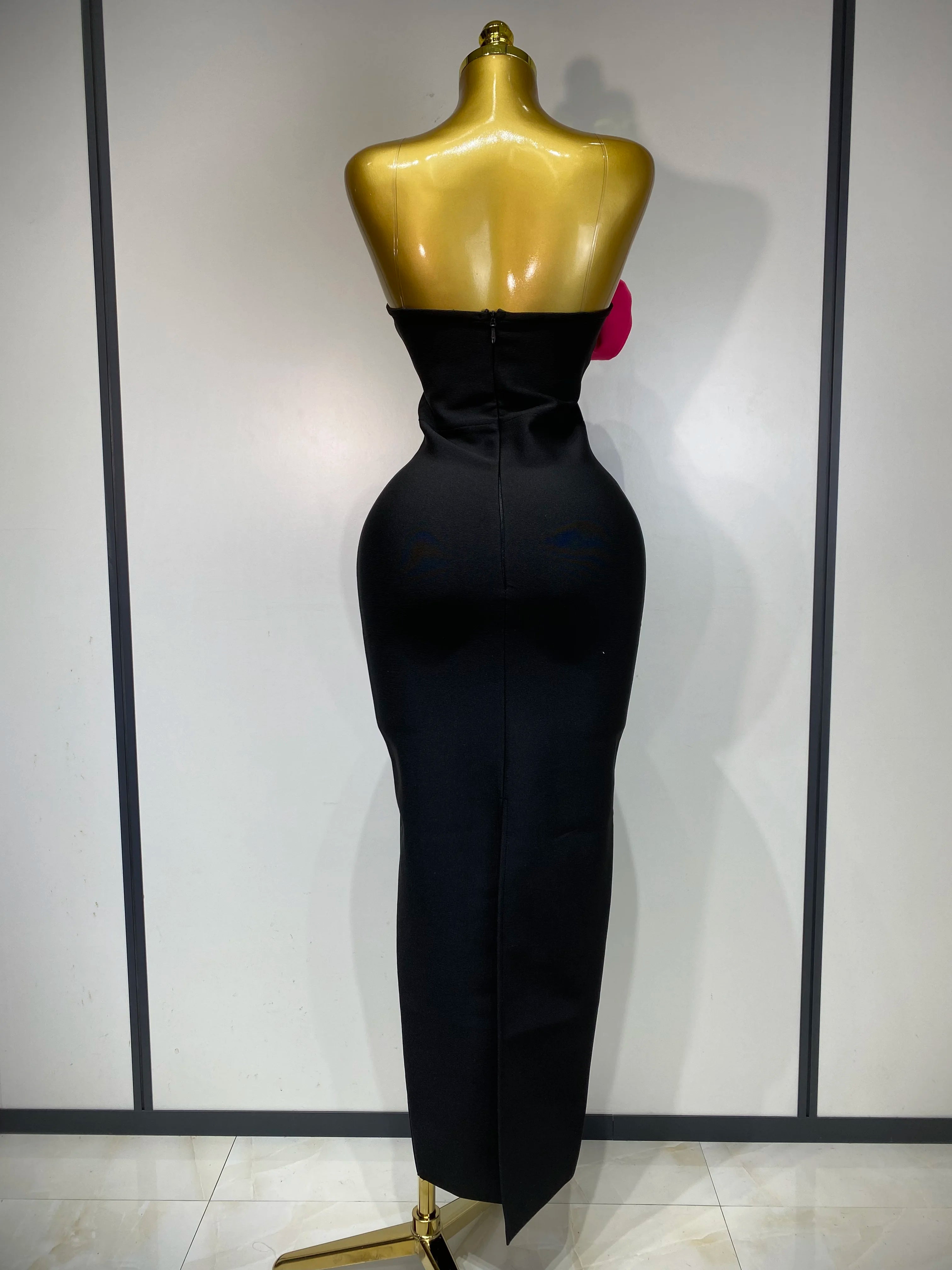 Women Sexy Strapless Backless Flower Patchwork Maxi Long Bandage Dress 2025 Elegant Evening Club Luxury Birthday Party Dresses