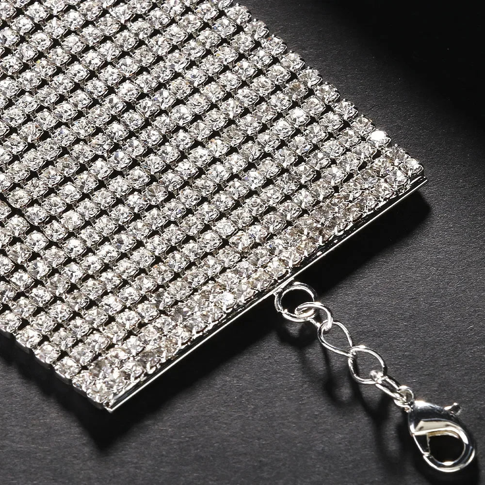 Fashion Rhinestone Multilayer Choker Necklace Collar Statement Crystal Chunky Clavicle Chain Necklace for Women Jewelry Gift