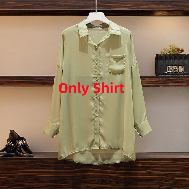 Women's Summer Matching Set 2024 New Fashion Chiffon Sunscreen Shirt+Tank Top+Denim Shorts 3 Piece Korean Elegant Jeans Suit Only Shirt