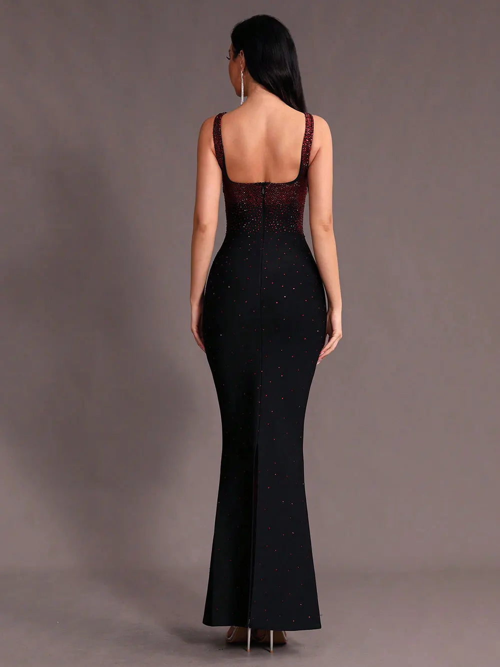 2025 Elegant Women Light Luxury Hot Diamond Bandage Dress Camisole Sleeveless Bodycon backless Long Dress Evening Party Vestidos