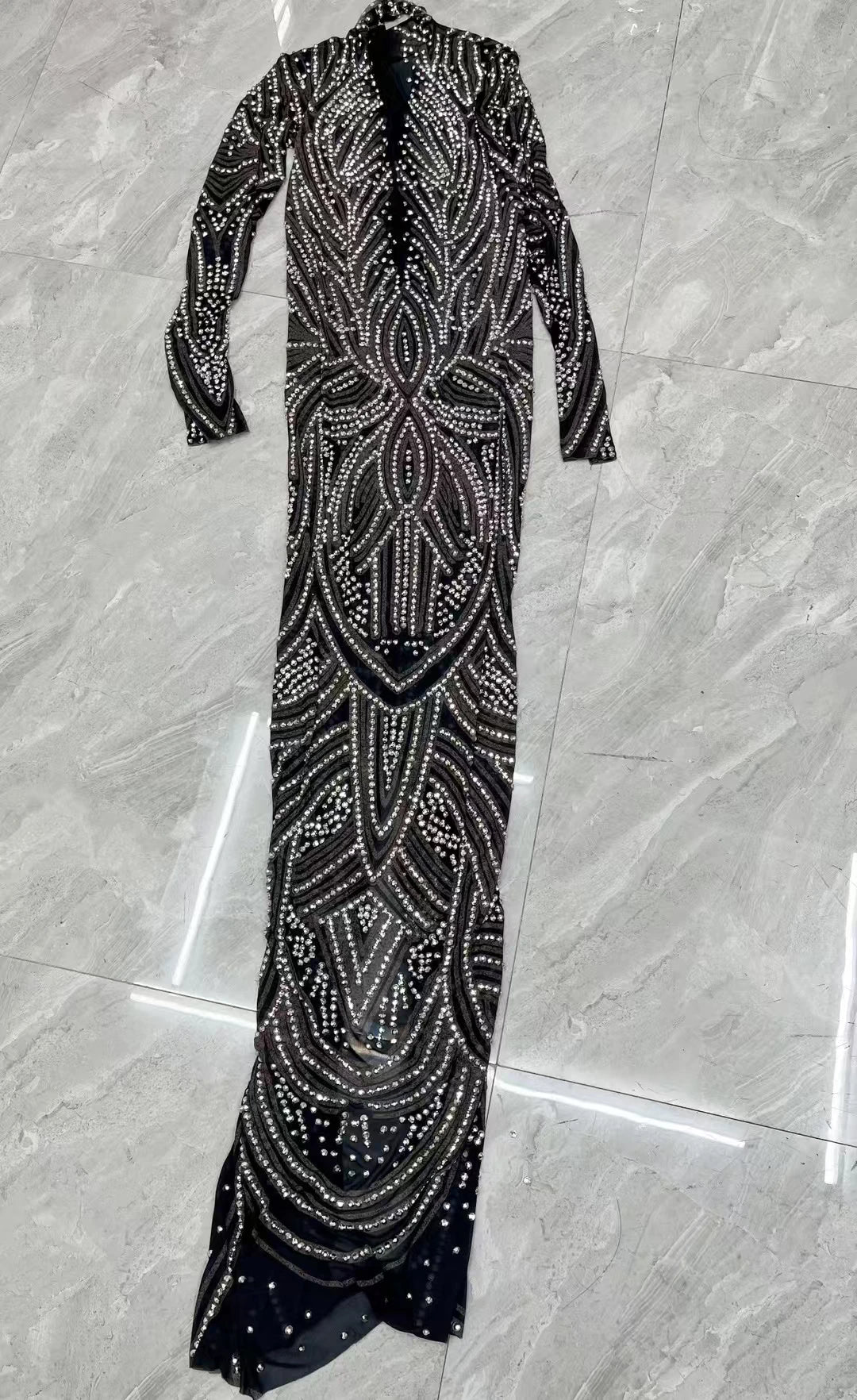 Black New Style Sparkly Rhinestone Evening Dress High-end Style Long Dress Cocktail Party Red Carpet Elegant Women Dress Huayuan