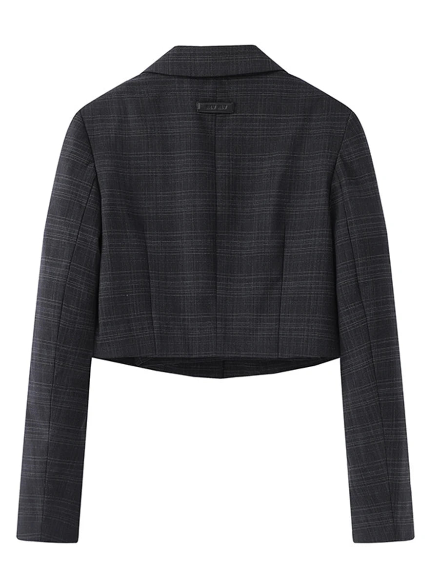 Solid Slimming Spliced Appliques Elegant Jackets for Women Lapel Long Sleeve Patchwork Button Fashion Jacket Female