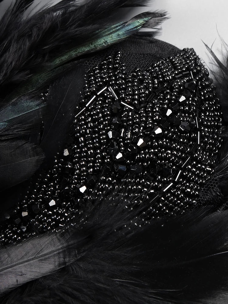 Women'S Luxury Party Dress Black Feather Design Strapless Prom Short Formal Occasions Dance Dress Summer New