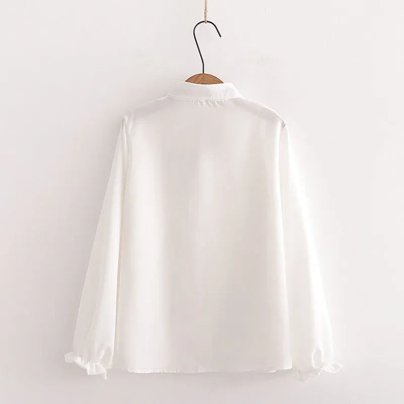 Women's Korean Preppy Style Student 3 Piece Clothing Set Spring Fall Girls Casual Bow Shirt Knit Vest Denim Pants Outfits