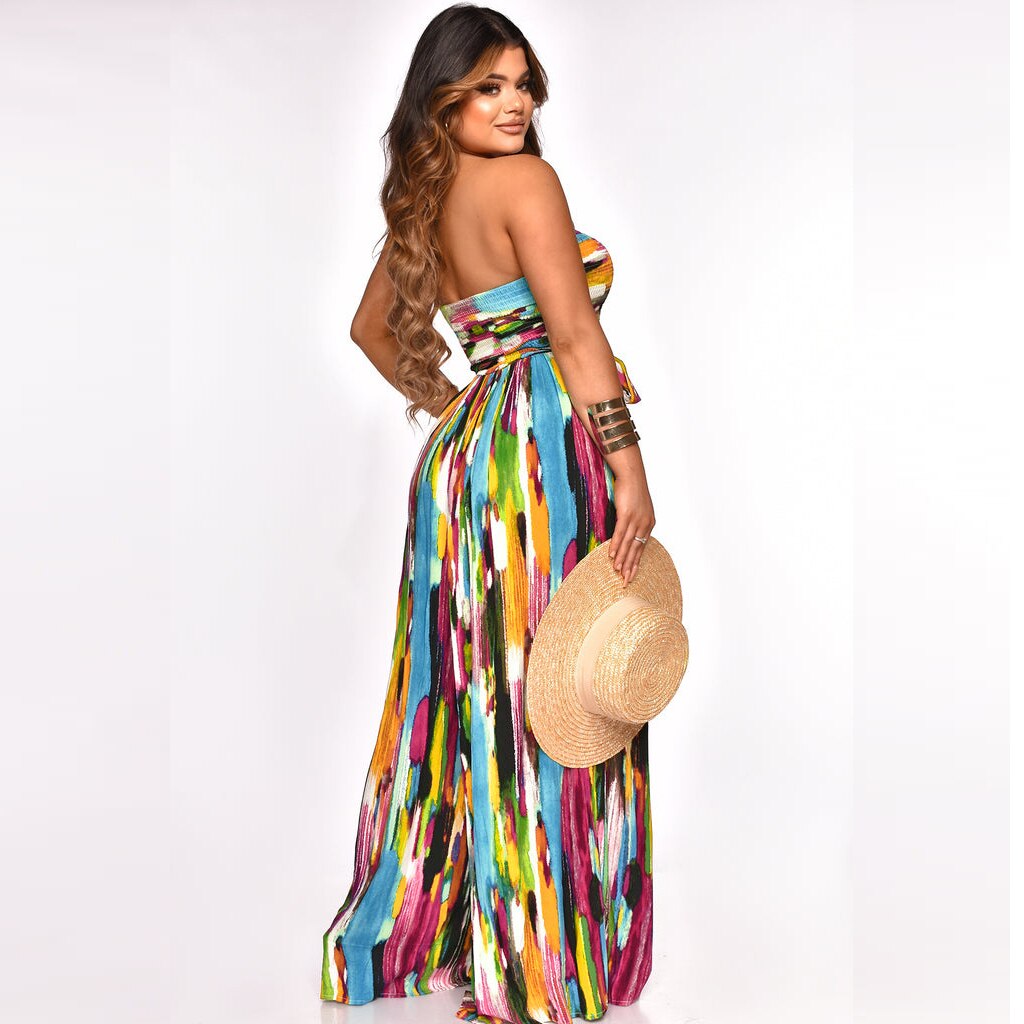 Sexy Tube Jumpsuits One Piece Rompers 2024 Women Summer Vacation Clothes Elegant Bodycon Wide Leg Pant Sleeveless Jumpsuit