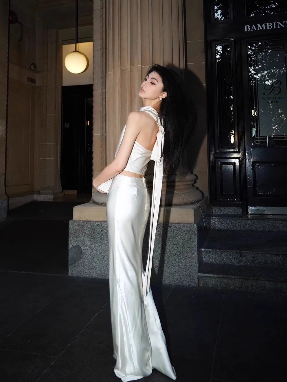 Lautaro Spring Autumn Soft Flowy Acetate Floor Length Trumpet Skirt Women Elegant Chic Luxury Designer High Quality Clothes 2025