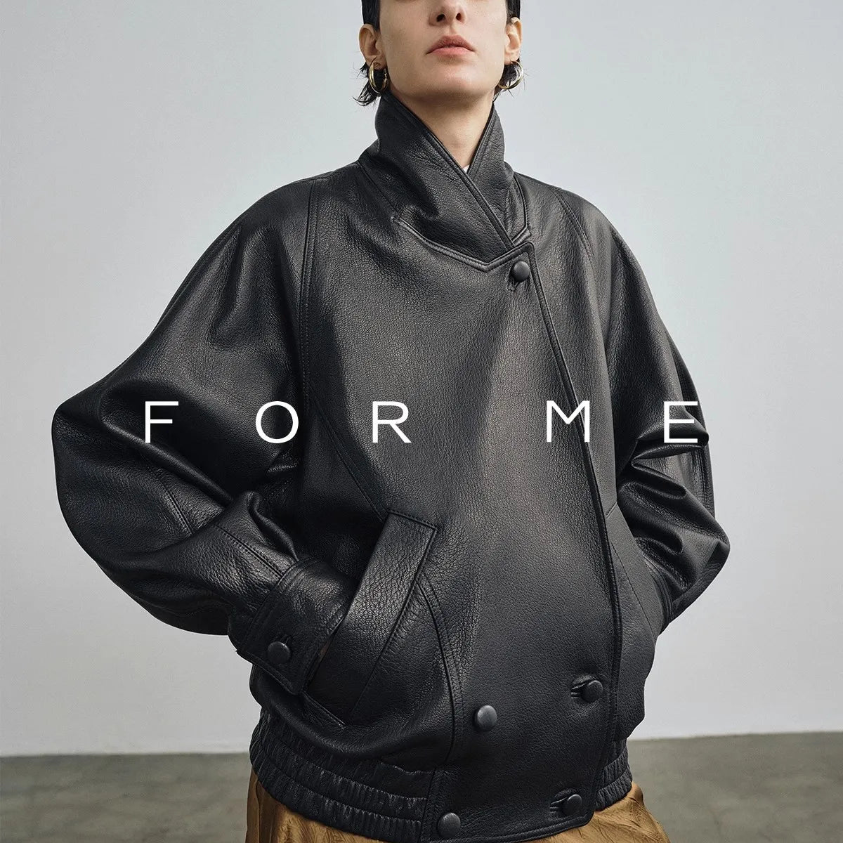 Lautaro Spring Autumn Cool Brown Pu Leather Jacket Women Long Sleeve Double Breasted Luxury Designer American Retro Clothing