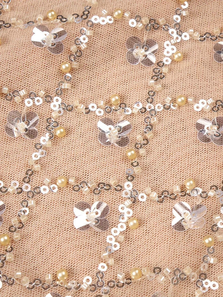 Beige Halter Mermaid Long Dress Key Hole Backless Sequins Sleeveless Celebrity Maxi Evening Party Gowns Vestidos