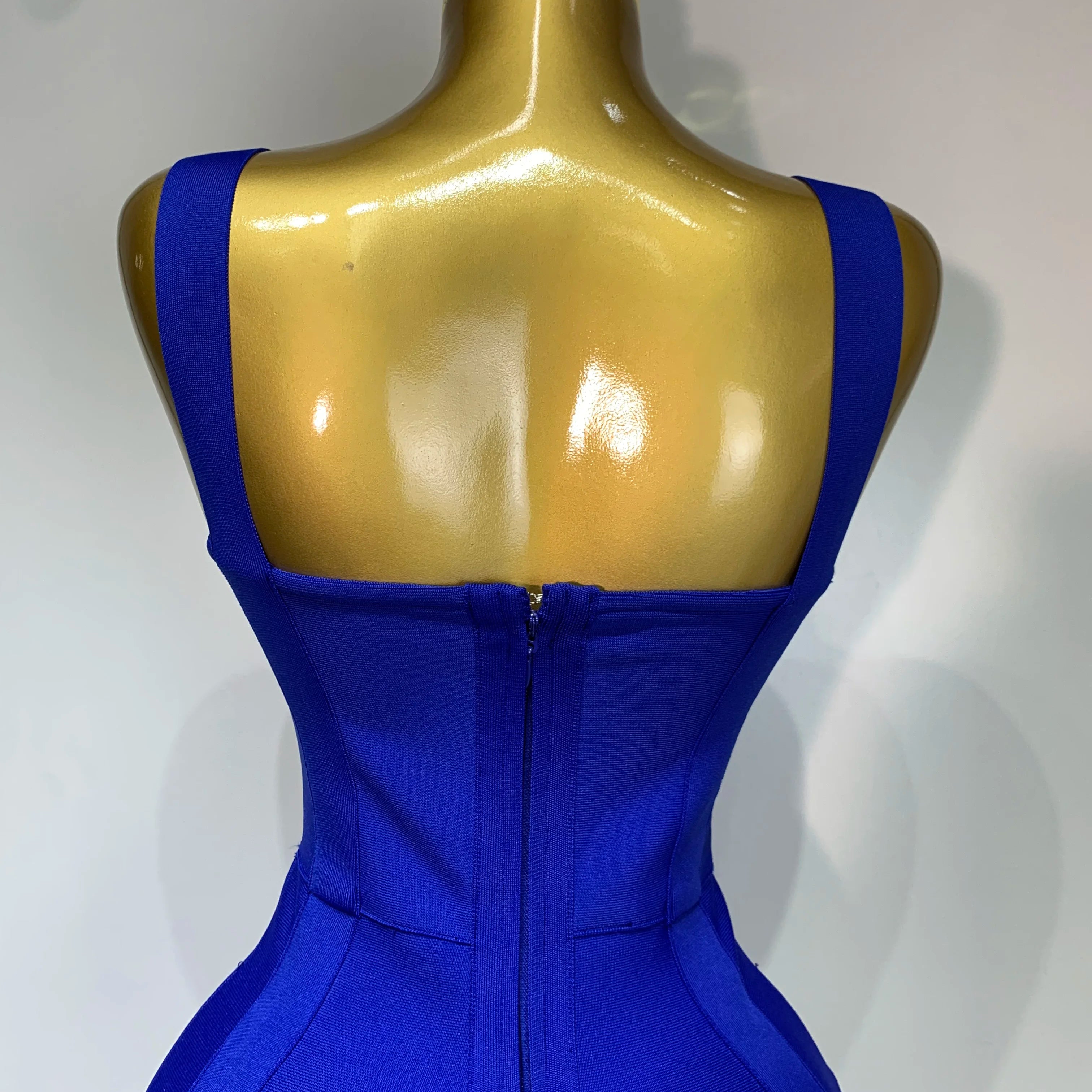 Women Sexy Celebrity Elegant Blue Bodycon Stretch Bandage Dress Nightclub Party Dress Luxury Birthday Vestidos
