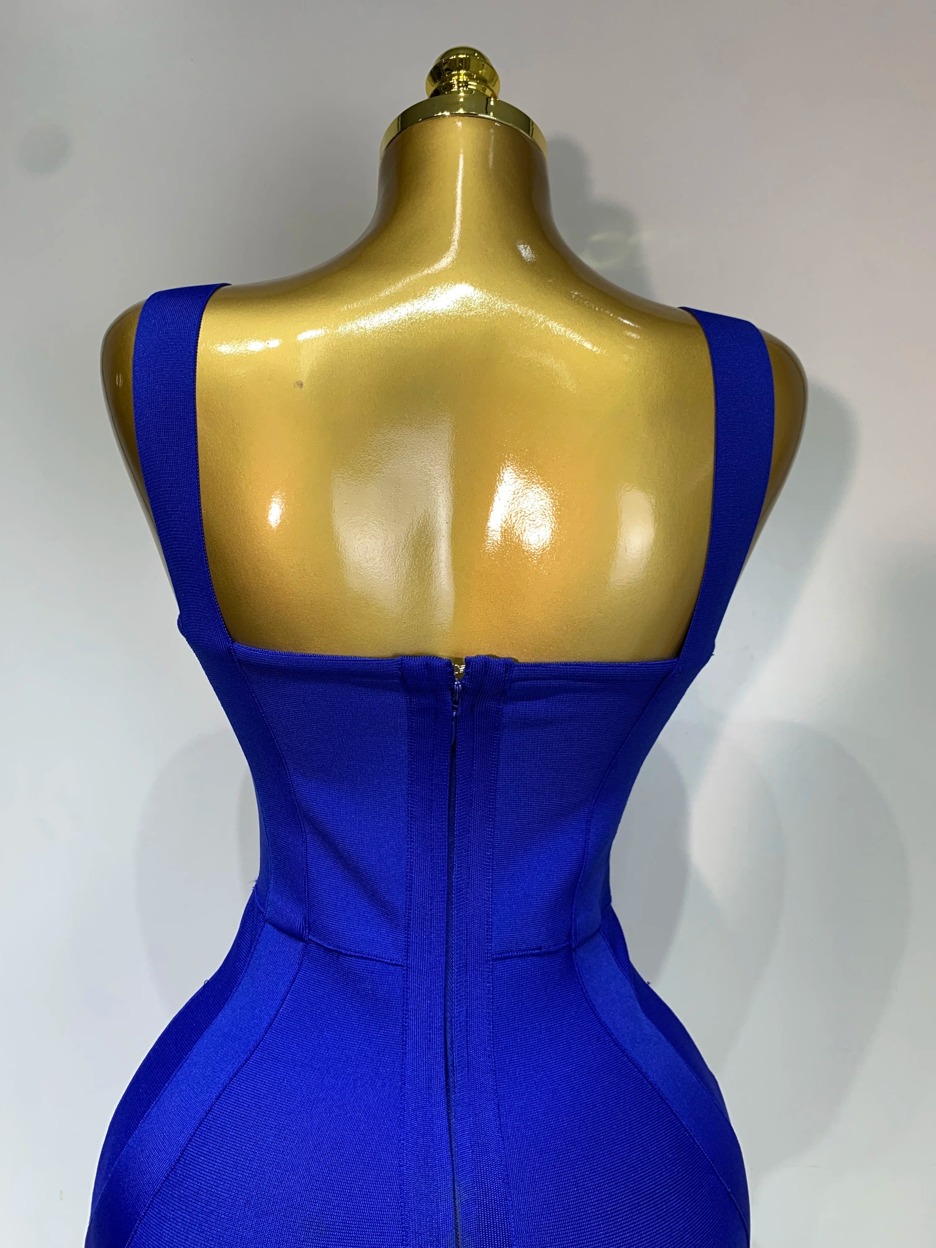 Women Sexy Celebrity Elegant Blue Bodycon Stretch Bandage Dress Nightclub Party Dress Luxury Birthday Vestidos