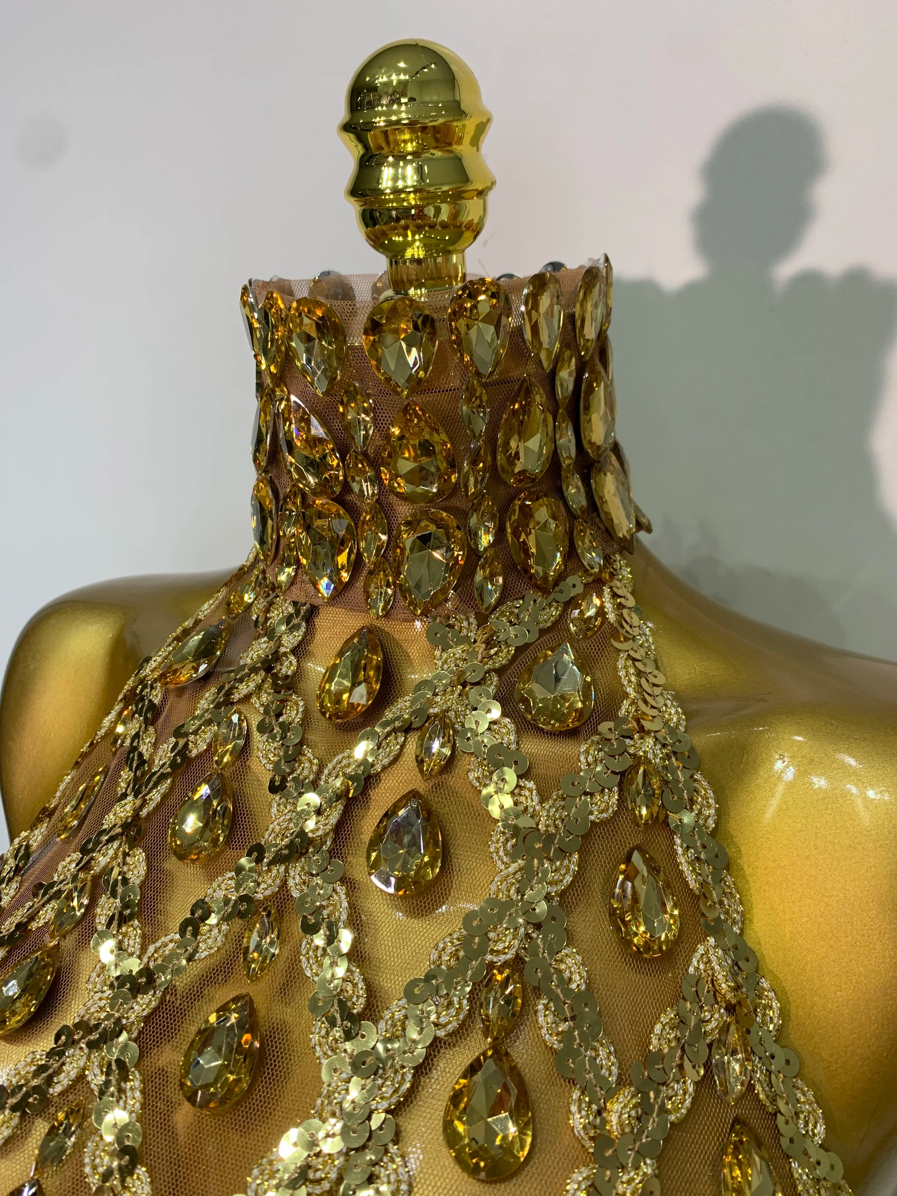 Shining Rhinestones Sexy Transparent Mesh Top Women Evening Party Celebrate Fashion Show Singer Dancer Nightclub Stage Costume