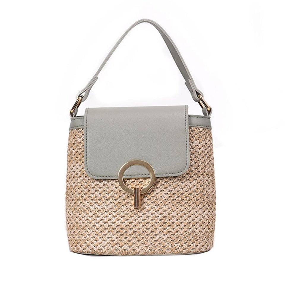 Summer Straw Handbag Wooden Handle Large Capacity Paper Rope Woven Straw Bag 2024 New Fashion Summer Vacation Travel Beach Bag green7