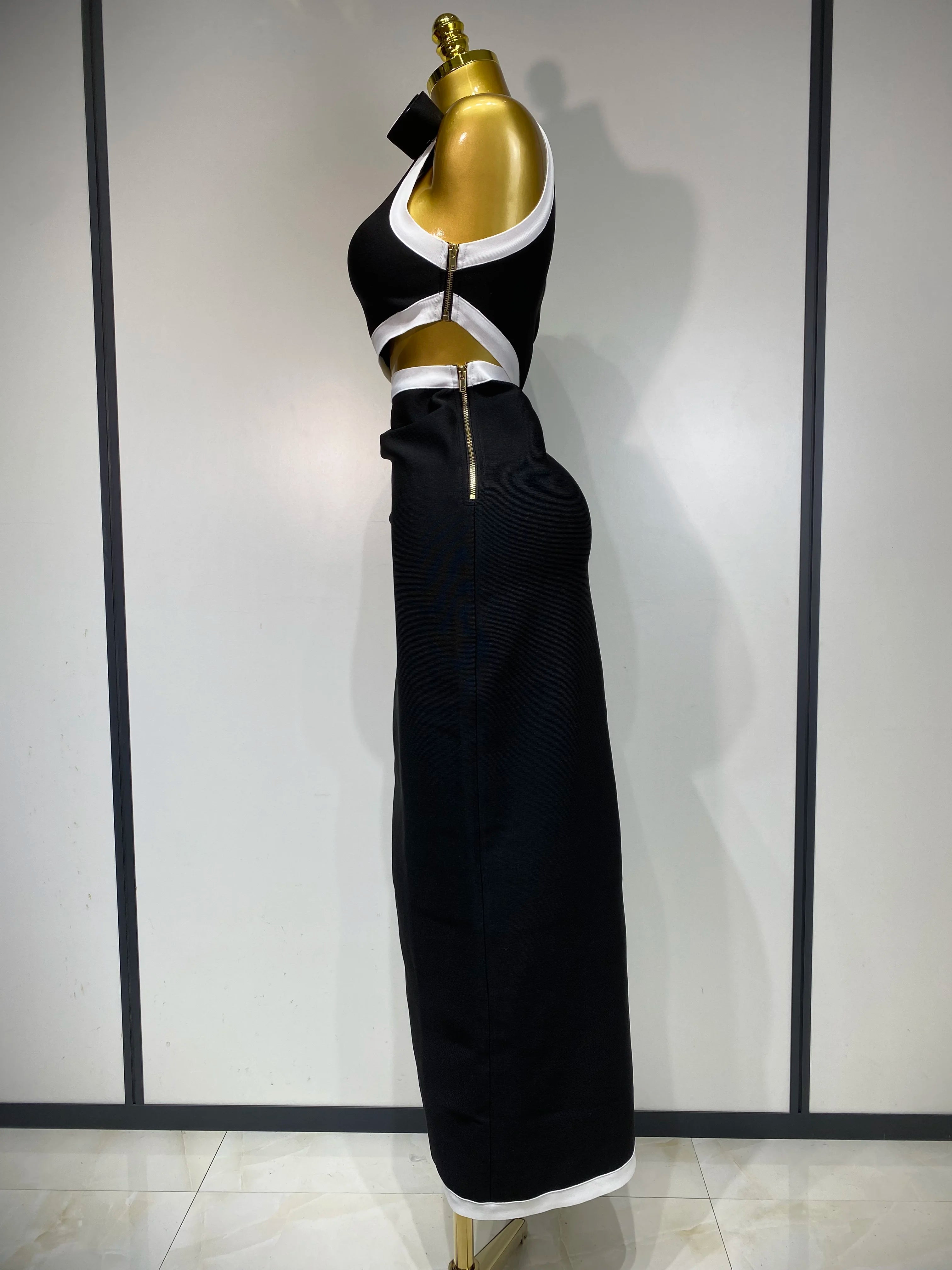 Women Celebrity Sexy One Shoulder Cut Out Split Maxi Long Bodycon Bandage Dress 2025 Elegant Evening Club Birthday Party Dress