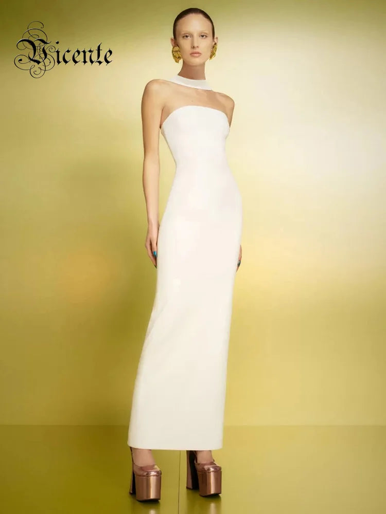 Backless Party Dress Elegant Halter Prom Dress with Back Split 2024 Summer New Slim Fit Maxi Bandage Dress Cocktail Dress