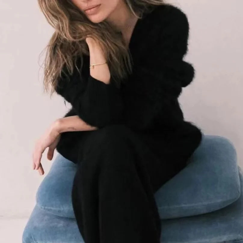 Autumn Elegant Long Sleeve Sweater Women New Single-Breasted Female Casual Cardigan Soft Flexible Knitted Outwear Winter Black MY66