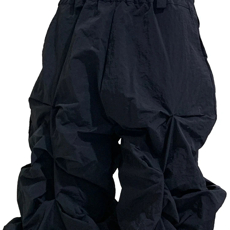 Lautaro Autumn Long Black Waterproof Stacked Pants for Mens with High Elastic Waist Luxury Designer European Fashion Clothing