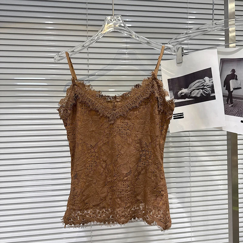 Winter Fashion New Elegant Lace Camisole Vest For Women High Waist Wrapped Hip Suede Short Skirt Female 11A07850