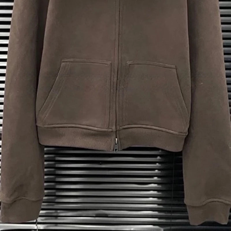 Autumn Winter New Large Fur Collar Brushed Sweatshirt for Women Fashion Detachable Design Hooded Jacket 11A07536