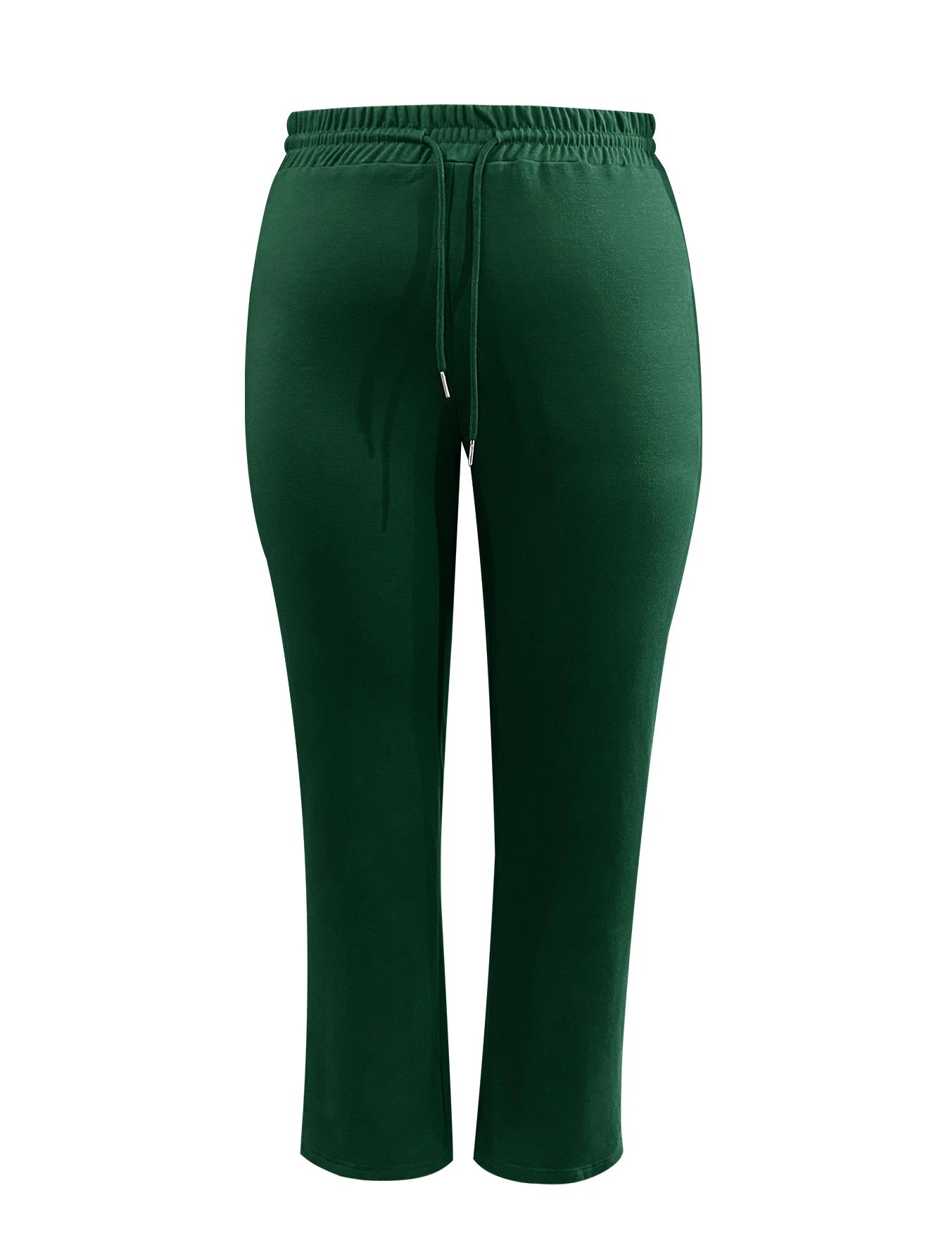 LW Plus Size Two pieces sets High Waist Drawstring Pants Set Autumn long sleeve solid long coat Top + loose trousers casual suit