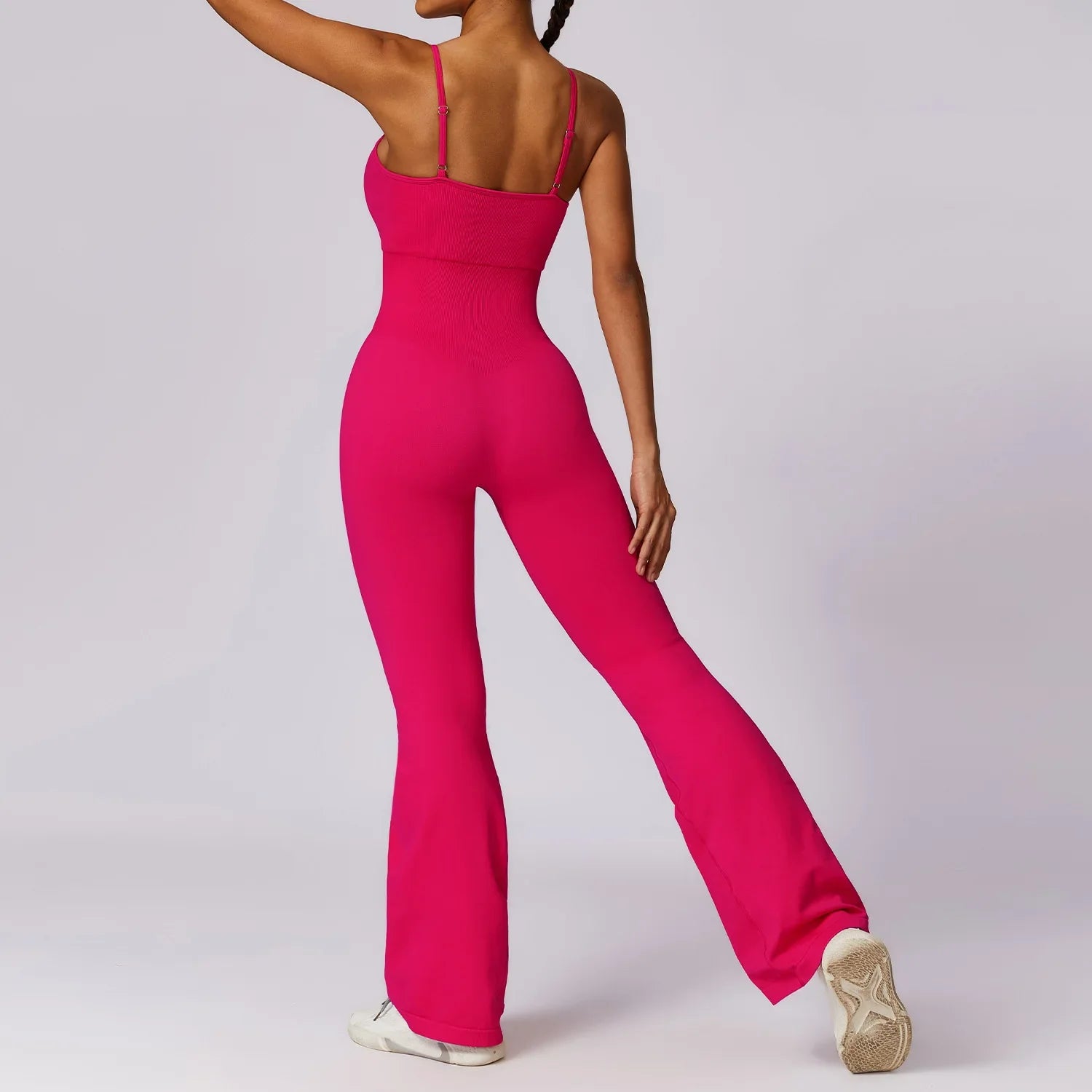 Seamless Jumpsuit Gym Set Women Training Yoga Suit Sportswear Women Sports Jumpsuit Fitness Rompers Stretch Workout Bodysuits Rose red