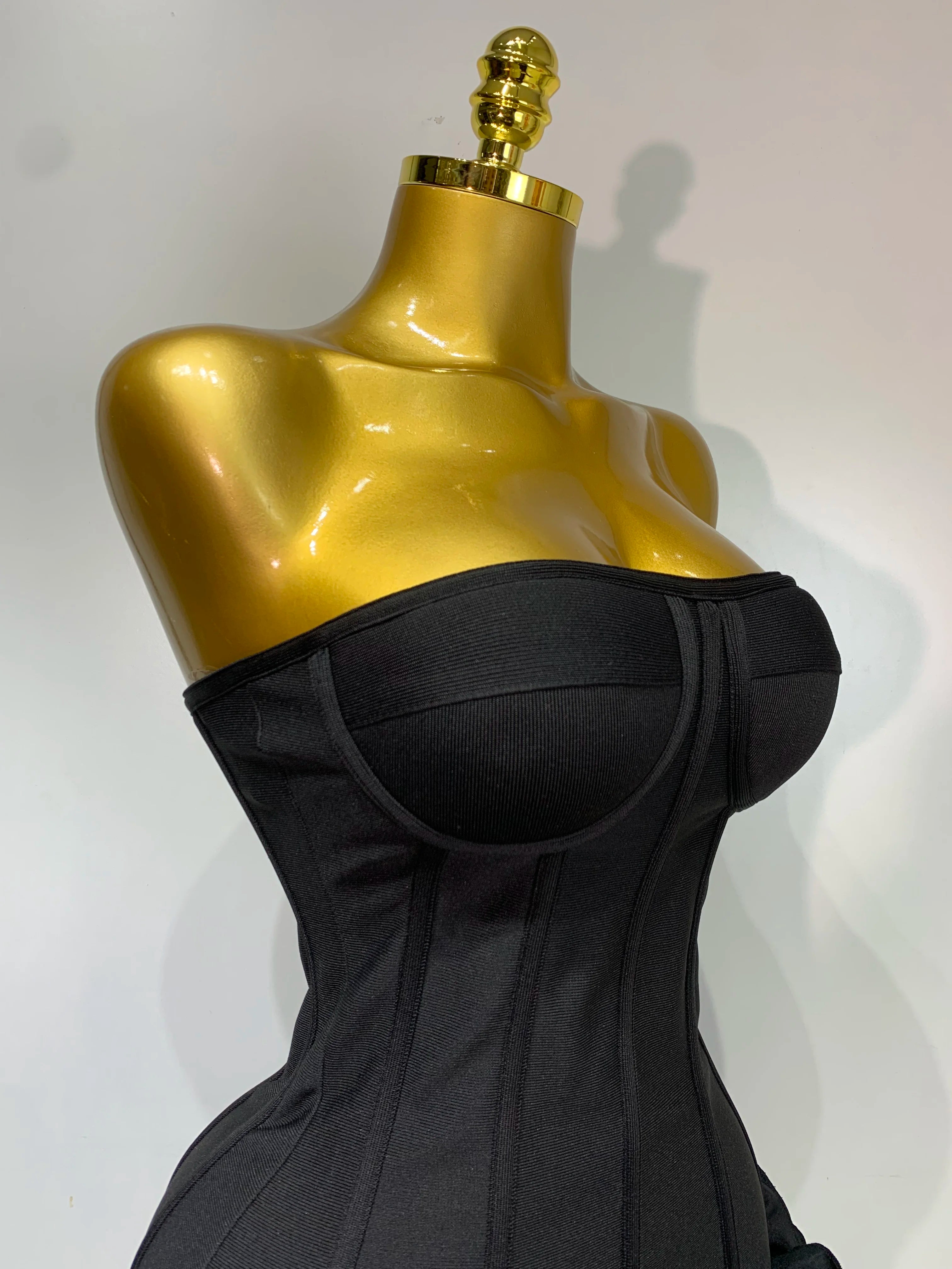 Women Evening Bandage Dress Strapless Bodycon Flowers Mini Celebrity Sexy Birthday Party Dresses Photo Shoot Nightclub Outfit