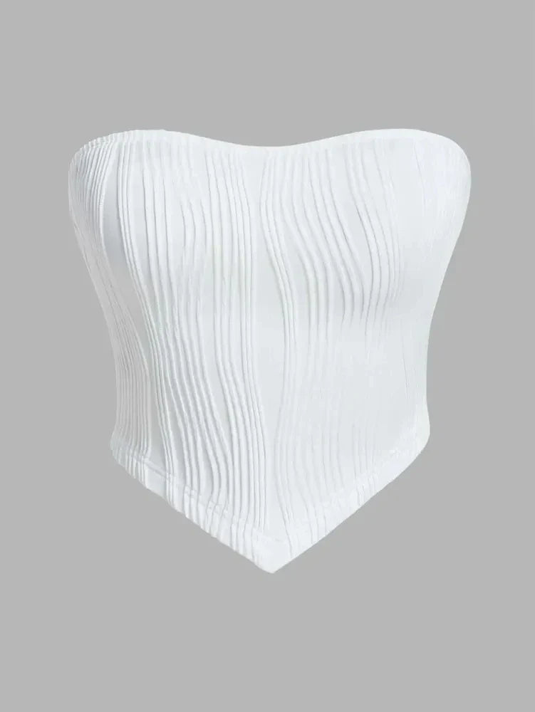 Women Summer Strapless Crop Tube Top Sexy Y2K Clothes Sleeveless Off The Shoulder Tank Top Streetwear Club Party 2024 WHITE