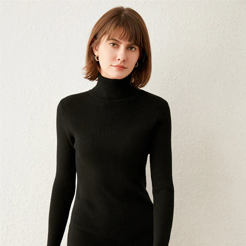 2023 Women's Dress Women's Turtleneck Cashmere Sweater Women's Long Pullover Women's Dress Sweater Knitted Cashmere Sweater