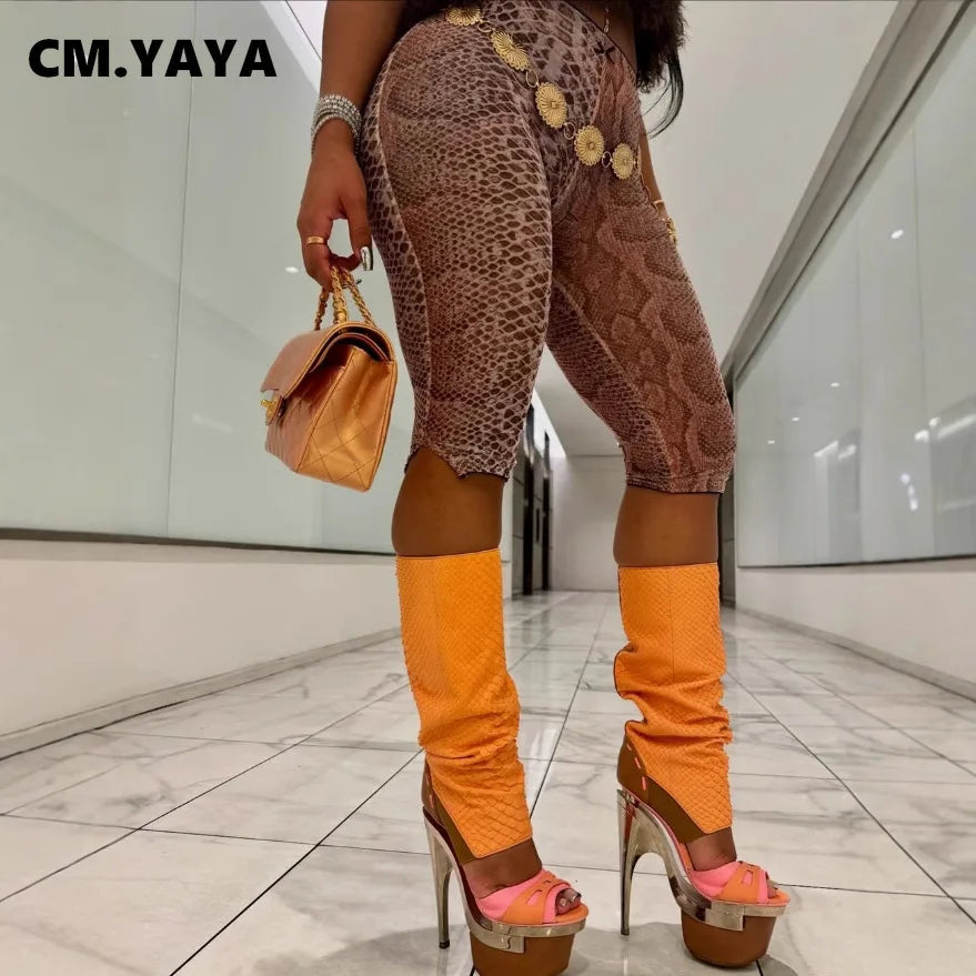 Women Fashion Sexy Party Clubwear Mesh See Though Pants Capris 2025 Summer Leopard Print Leggings Street Trousers